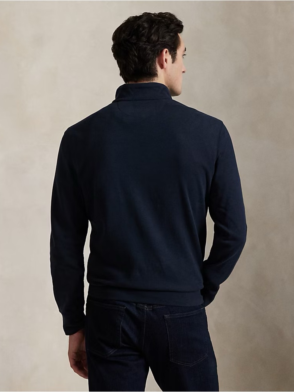 SOLD Polo Ralph Lauren Luxury Jersey Quarter-Zip Pullover Size Large Navy Blue - Picture 2 of 11